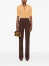 Elisabetta Franchi Chain-embellished Trousers In Brown