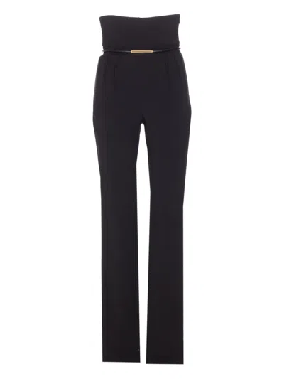 Elisabetta Franchi Chain-link Belted Pants In Black