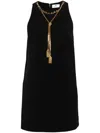 Elisabetta Franchi Boxy Crepe Minidress With Necklace In Black