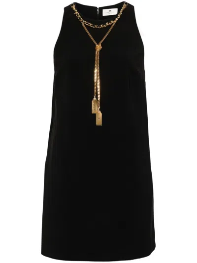 ELISABETTA FRANCHI CHAIN-LINK DETAIL CREPE MINI DRESS