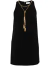 Elisabetta Franchi Boxy Crepe Minidress With Necklace In Black