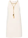Elisabetta Franchi Chain-link Detail Crepe Mini Dress In Neutrals