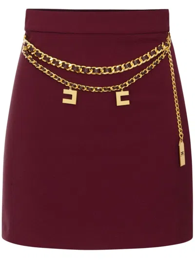 Elisabetta Franchi Double Stretch Crepe Mini Skirt In Red