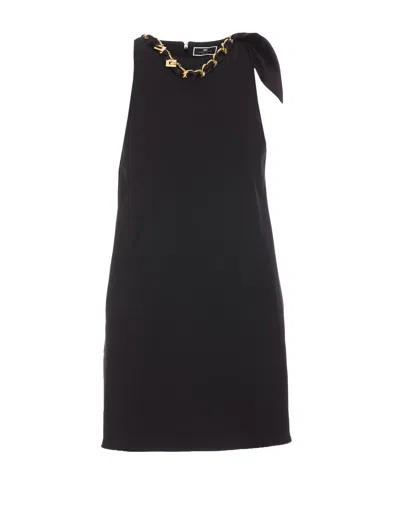 Elisabetta Franchi Chain-link Sleeveless Mini Dress In Black