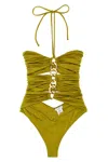 Elisabetta Franchi Chain-accented One-piece Swimsuit With Cut-out Details In Green