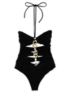 Elisabetta Franchi Chain One-piece Swimsuit Beachwear In Black