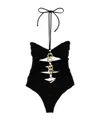 Elisabetta Franchi Chain One-piece Swimsuit Beachwear In Black