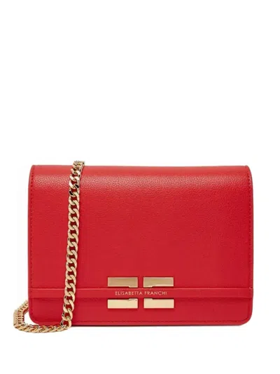 Elisabetta Franchi Chain Shoulder Bag In Red