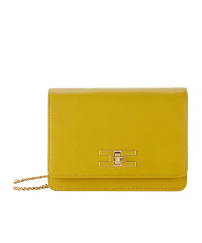 Elisabetta Franchi Chain Small Shoulder Bag In Brown