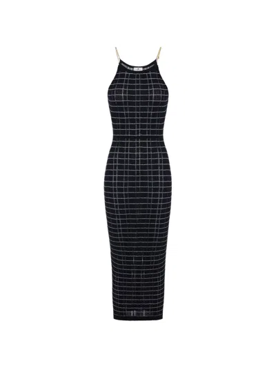 Elisabetta Franchi Chain Striped Dress In Blue