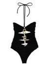 Elisabetta Franchi Chain One-piece Swimsuit Beachwear In Black