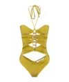 Elisabetta Franchi Chain-accented One-piece Swimsuit With Cut-out Details In Green