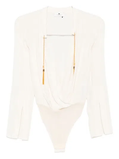Elisabetta Franchi Chain-tassel Bodysuit In White