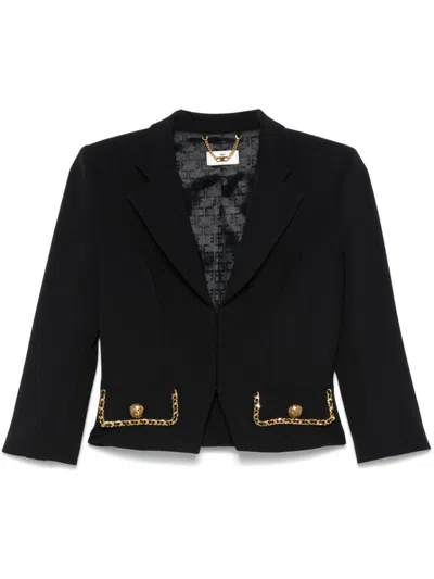 ELISABETTA FRANCHI CHAIN-TRIM CROPPED BLAZER