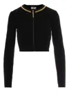 Elisabetta Franchi Cardigan In Maglia A Rombi Con Dettaglio Gioiello Nero In Black