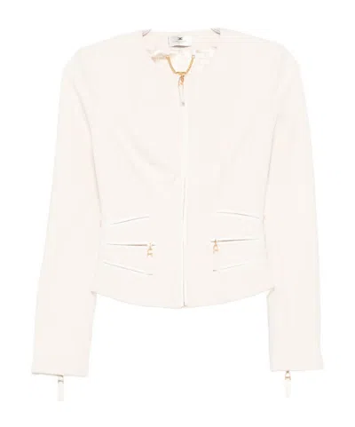 ELISABETTA FRANCHI CHAIN-TRIMMED ZIP-FRONT JACKET