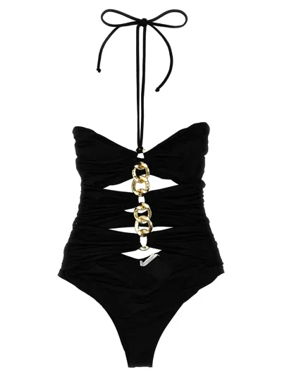 Elisabetta Franchi Chain-detail Halter Swimsuit In Black