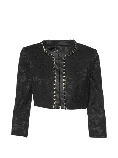Pre-owned Elisabetta Franchi Chain-detail Jacket In Black