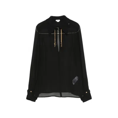 Elisabetta Franchi Chain-detail Long-sleeve Blouse In Black