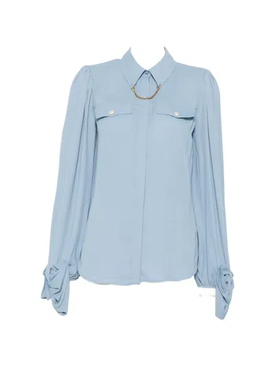 Elisabetta Franchi Chain-detail Long-sleeve Blouse In Blue