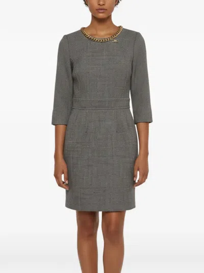Pre-owned Elisabetta Franchi Chain-detail Mini Dress In 灰色