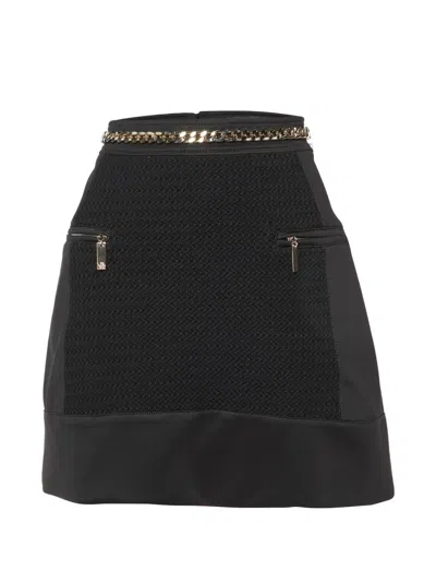 Pre-owned Elisabetta Franchi Chain-detail Mini Skirt In Black