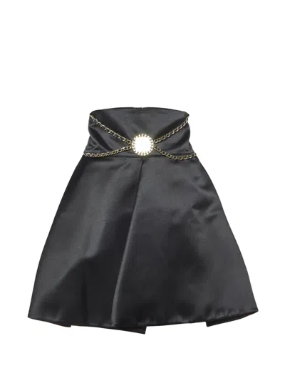 Pre-owned Elisabetta Franchi Chain-detail Pleated Skirt In Black