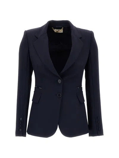 Elisabetta Franchi Tailored Blazer Single Breasted Notch Lapel In Black