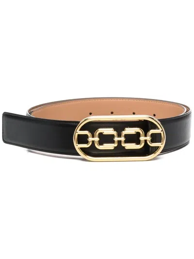 Elisabetta Franchi Chain-link Buckle Belt In Black
