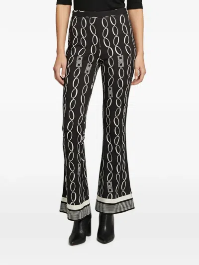 Pre-owned Elisabetta Franchi Chain-print Flared Trousers In Black