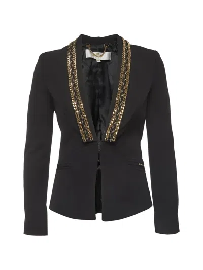 Pre-owned Elisabetta Franchi Chain-trim Blazer In Black