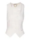 Elisabetta Franchi Sleeveless V-neck Bow Detail Jacket In White