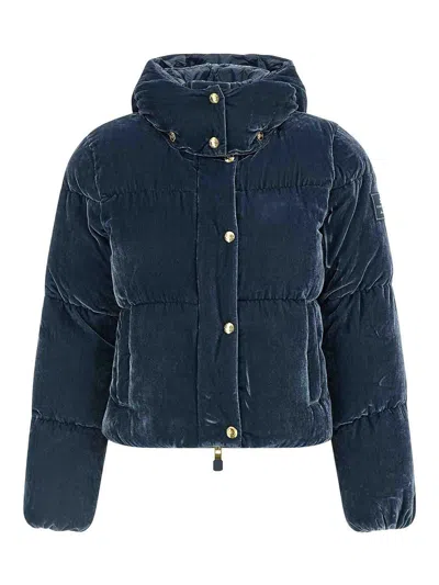 Elisabetta Franchi Cropped Down Jacket In Blue