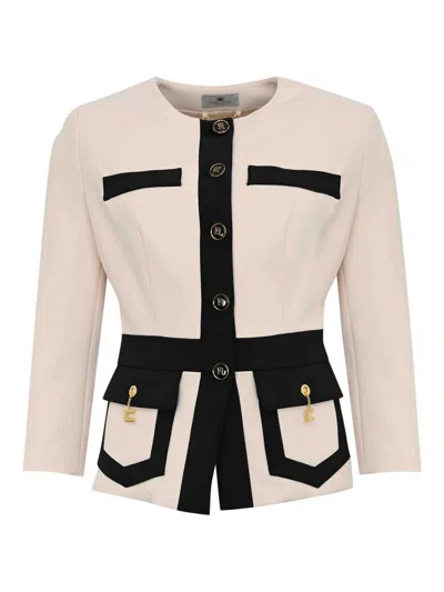 ELISABETTA FRANCHI COLOR-BLOCK DOUBLE CREPE JACKET