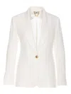 Elisabetta Franchi V-neck Jacket With Notched Lapel And Back Split In White
