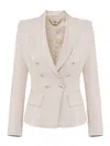 Elisabetta Franchi Double-breasted Blazer With Structured Shoulders In Cream