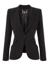 Elisabetta Franchi Tailored Blazer With Satin Lapel In Black
