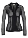 Elisabetta Franchi Collar Tailored Transparent Jacket In Black
