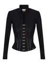 Elisabetta Franchi Jacket In Neoprene Fabric With Corset Details In Black