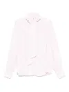 Elisabetta Franchi Pleated Tie Neck Long Sleeve Shirt In Nude & Neutrals
