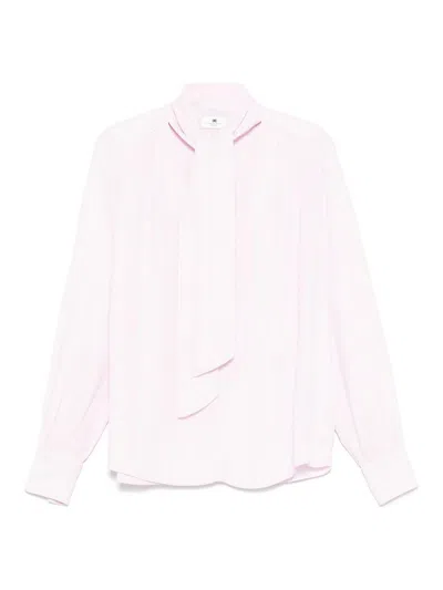 ELISABETTA FRANCHI BLOUSE WITH KNOTTED NECK AND BORDER