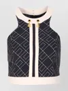 Elisabetta Franchi Charm Detail Crop Top With Geometric Pattern In Black