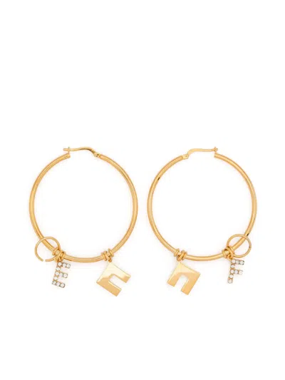 Elisabetta Franchi Charm-detail Hoop Earrings In Gold