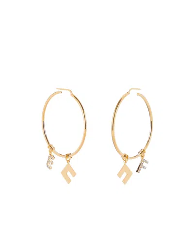 Elisabetta Franchi Charm-detail Hoop Earrings In Yellow