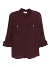 Elisabetta Franchi Shirt With Chest Pockets And Collared Neck In Burgundy