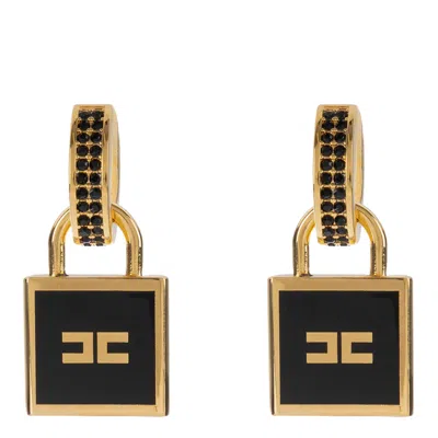 Elisabetta Franchi Charm Padlock Earrings In Gold