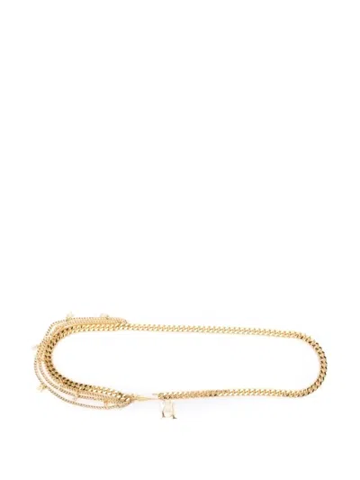 Elisabetta Franchi Charmeded Logo-pendand Belt In Gold