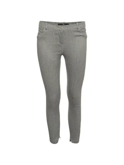 Pre-owned Elisabetta Franchi Checked Cropped Trousers In White