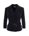 Elisabetta Franchi Technical Stretch Polyamide Blazer In Black