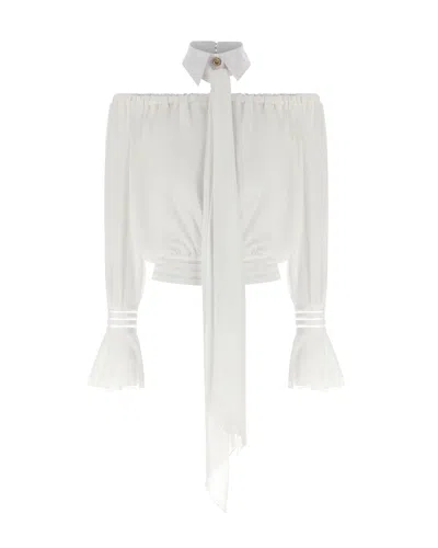 Elisabetta Franchi Chic Button-up Mini Shirt In White